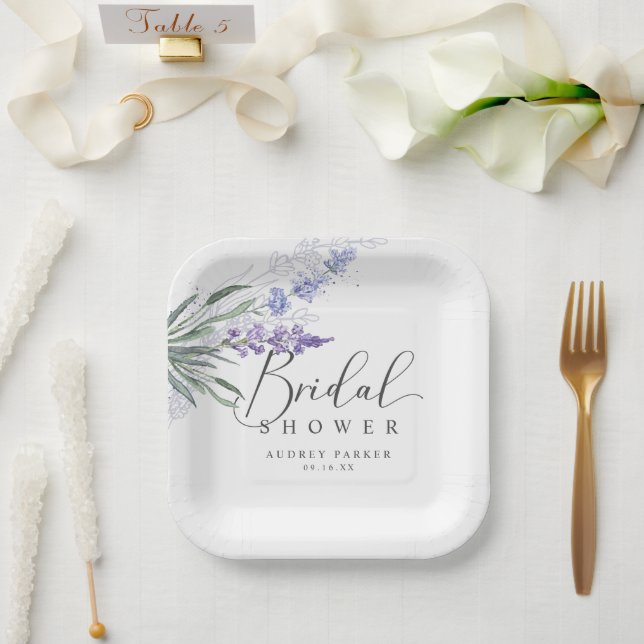 Elegant Rustic Lavender Bridal Shower Paper Plate (Wedding)