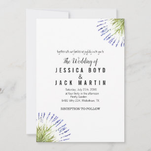 Elegant Rustic Lavender herb Greenery Wedding Invitation