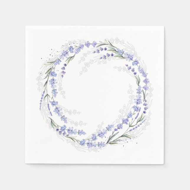 Elegant Rustic Lavender Wreath Paper Napkin (Front)