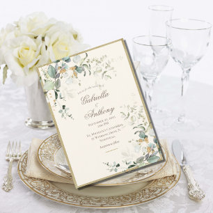 Elegant Rustic Leaves Greenery Gold Wedding Invitation