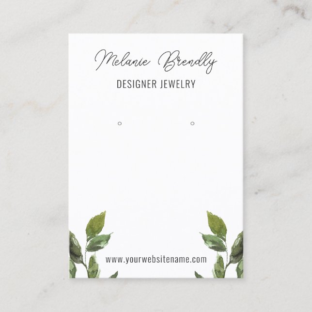 Elegant Rustic Leaves Jewellery Earring Display   Business Card (Front)