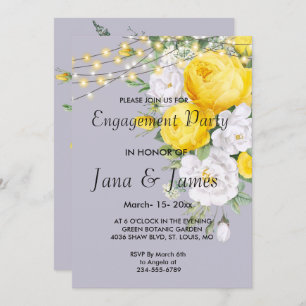 Elegant Rustic lights Yellow Floral   Engagement  Invitation