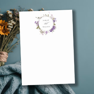Elegant Rustic Meadow Lilac Floral Wreath Wedding Card