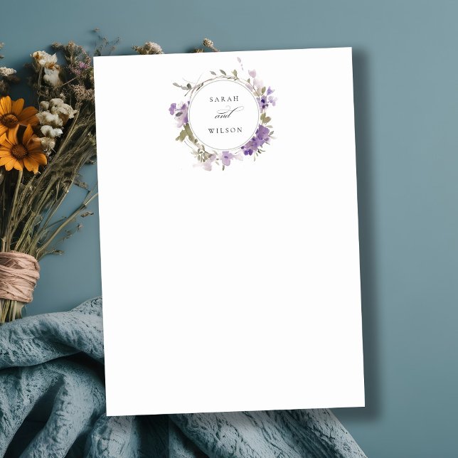 Elegant Rustic Meadow Lilac Floral Wreath Wedding Card (Creator Uploaded)