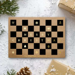 Elegant Rustic Merry Christmas Chequerboard Foil Holiday Card<br><div class="desc">Elegant Rustic Merry Christmas Chequerboard Foil Holiday Card</div>
