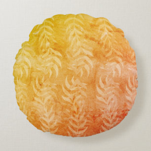 Elegant Rustic Metallic Colourful Leaf Pattern  Round Cushion