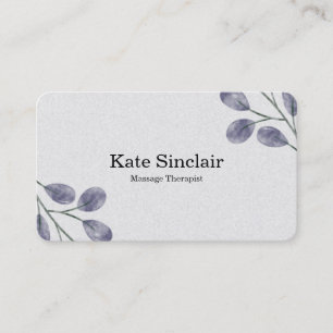 Elegant Rustic Minimal Greenery Massage Therapist  Business Card
