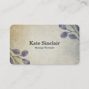 Elegant Rustic Minimal Greenery Massage Therapist  Business Card