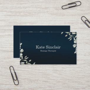 Elegant Rustic Minimal Greenery Massage Therapist  Business Card
