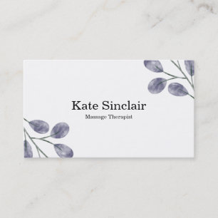 Elegant Rustic Minimal Greenery Massage Therapist Business Card