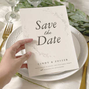 Elegant Rustic Minimalist Botanical Wedding Save The Date