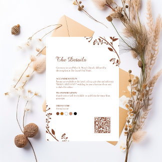 Elegant Rustic Minimalist Wedding Details Card
