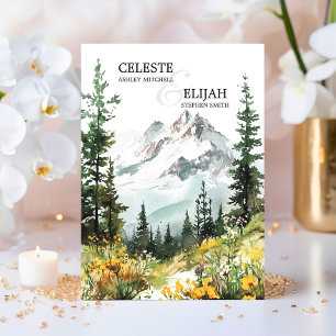Elegant Rustic Mountain Wildflowers QR WEDDING Invitation