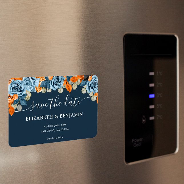 Elegant Rustic Navy And Rust Wedding Save The Date Magnet (Creator Uploaded)