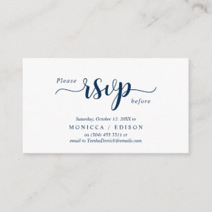 Elegant Rustic Navy Blue, Party RSVP, respond Enclosure Card