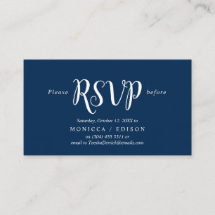 Elegant Rustic Navy Blue, Party RSVP, respond Enclosure Card