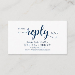 Elegant Rustic Navy Blue, Party RSVP, respond Enclosure Card