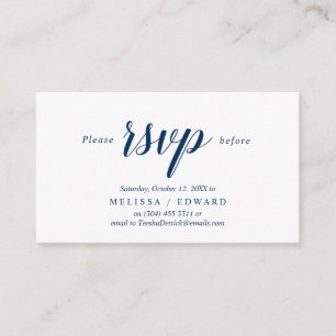 Elegant Rustic, Navy Blue, RSVP respond, Reply Enclosure Card