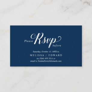 Elegant Rustic, Navy Blue, RSVP respond, Reply Enclosure Card