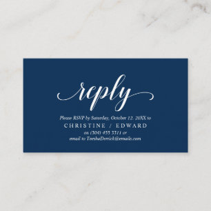 Elegant Rustic, Navy Blue, RSVP respond, Reply Enclosure Card