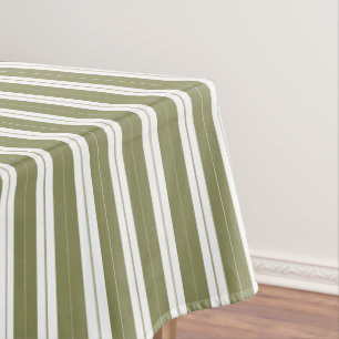 Elegant Rustic Olive Green French Large Stripe Tablecloth
