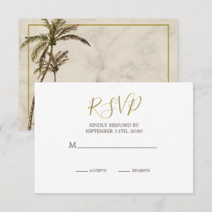 Elegant  Rustic Palm Tree  Chic Wedding RSVP Card