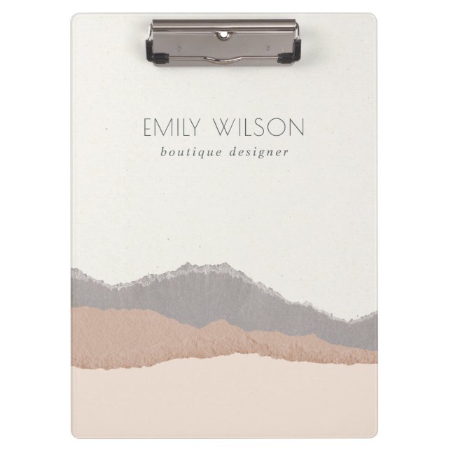 Elegant Rustic Pastel Blush Kraft Mountain Wave Clipboard (Front)