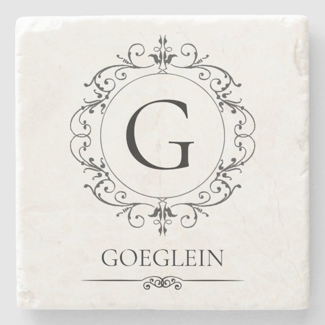 Elegant Rustic Personalised Stone Coaster (Front)