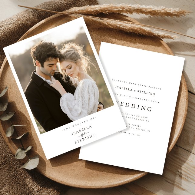 Elegant Rustic Photo Minimalist Wedding Invitation (Creator Uploaded)