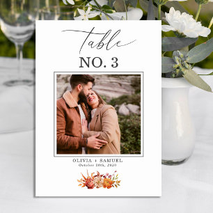 Elegant Rustic Photo Script Wedding Table Number 