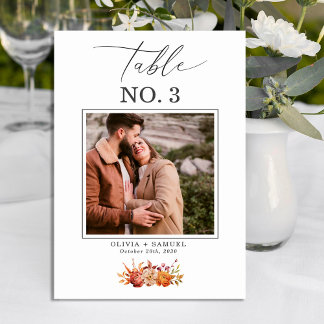 Elegant Rustic Photo Script Wedding Table Number