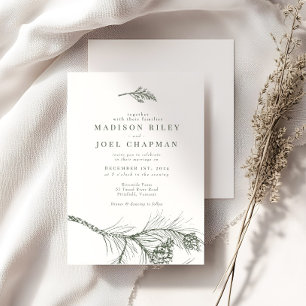Elegant Rustic Pine Branch Wedding Invitation