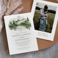 Elegant Rustic Pine Mountain QR Code Photo Wedding