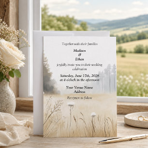 Elegant Rustic Pine Trees Wedding Invitation