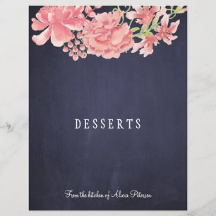 Elegant rustic pink floral navy cookbook divider