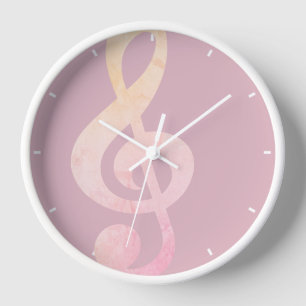 Elegant Rustic Pink Grunge Music Art  Clock