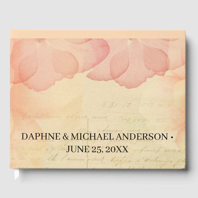 Elegant Rustic Pink Wedding Modern Simple Chic Guest Book (Front)