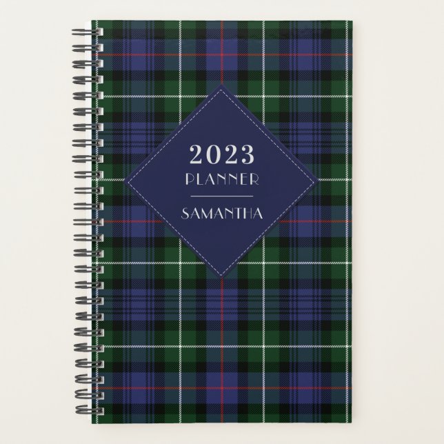 Elegant Rustic Plaid 2023 Clan MacKenzie Tartan Planner (Front)