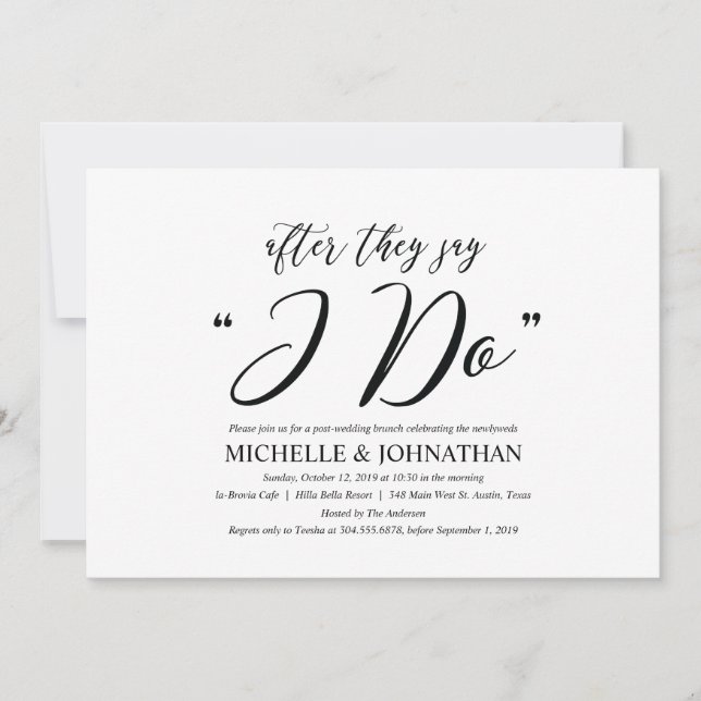 Elegant Rustic Post Wedding Brunch Invitation Card (Front)