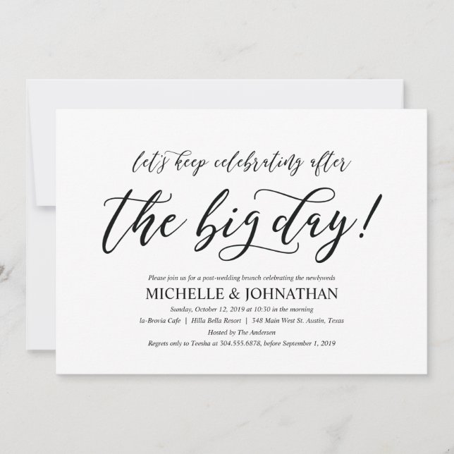 Elegant Rustic Post Wedding Brunch Invitation Card (Front)