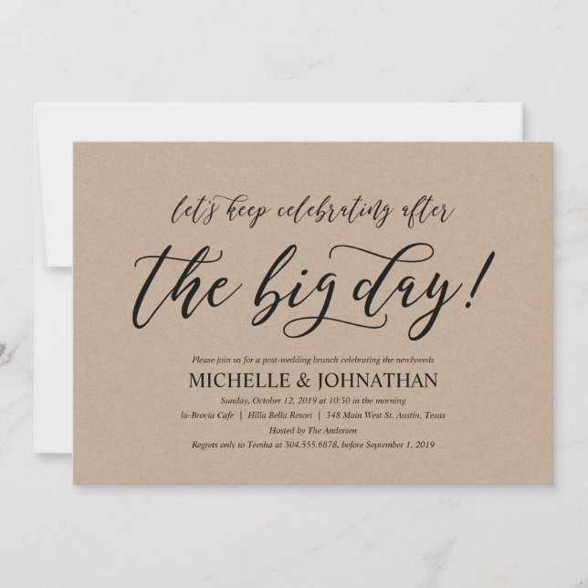 Elegant Rustic Post Wedding Brunch Invitation Card (Front)