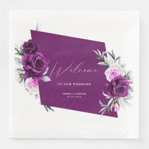 Elegant Rustic Purple Blush Geometric Wedding Napkin