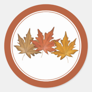 Elegant Rustic Red Autumn Maple Leaf Harvest Classic Round Sticker