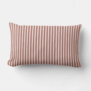 Elegant Rustic Red French Ticking Stripe Lumbar Cushion