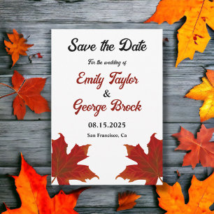 Elegant Rustic Red Leaves Romantic Fall Wedding Save The Date