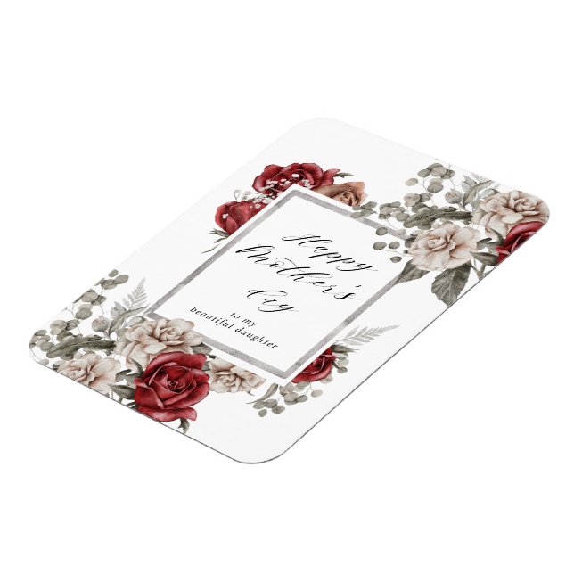 Elegant Rustic Red Roses Mother's Day Magnet (Left Side)