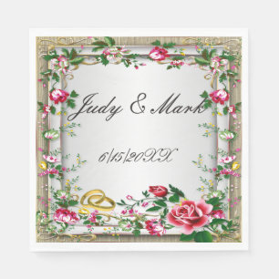 Elegant Rustic Red Roses Paper Napkins