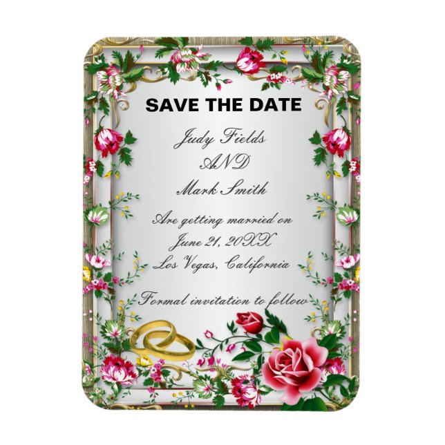 Elegant Rustic Red Roses Save The Date Magnet (Vertical)