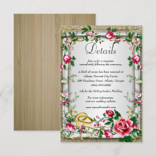 Elegant Rustic Red Roses Wedding Details Enclosure Card