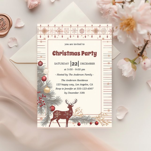 Elegant Rustic Reindeer Christmas Party            Invitation (Creator Uploaded)